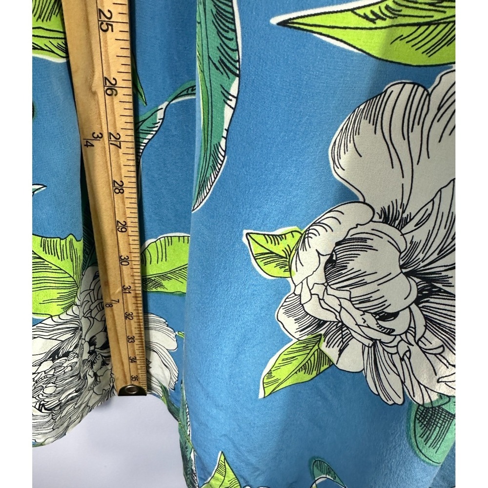Moulinette Soeurs Silk Dress Womens 4 Blue Floral Tropical Sleeveless Pockets - Picture 3 of 8